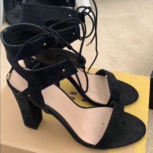 Black Open Toe Chunky Heel